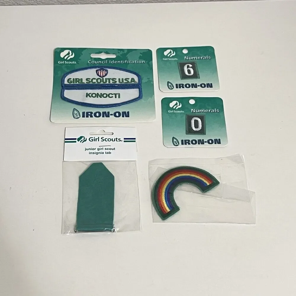 Girl Scouts of America Junior Insignia Tab and Patches Rainbow Numbers NEW